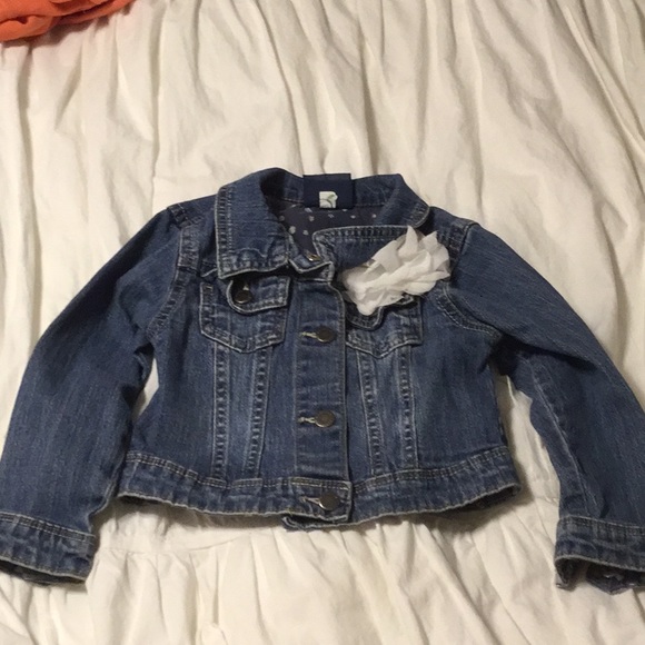Denim Jean jacket with sewn on flower - Picture 1 of 2
